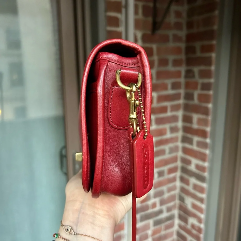 Vintage coach pocket purse style 9755 crossbody red leather retro y2k turnlock - Picture 4 of 12